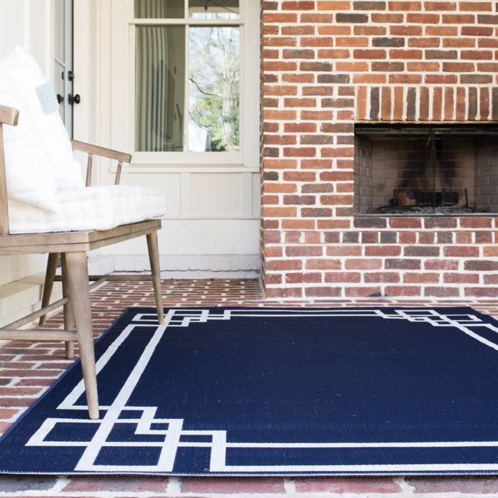 Birch Lane™ Anders Navy Blue/White Indoor/Outdoor Rug & Reviews Wayfair